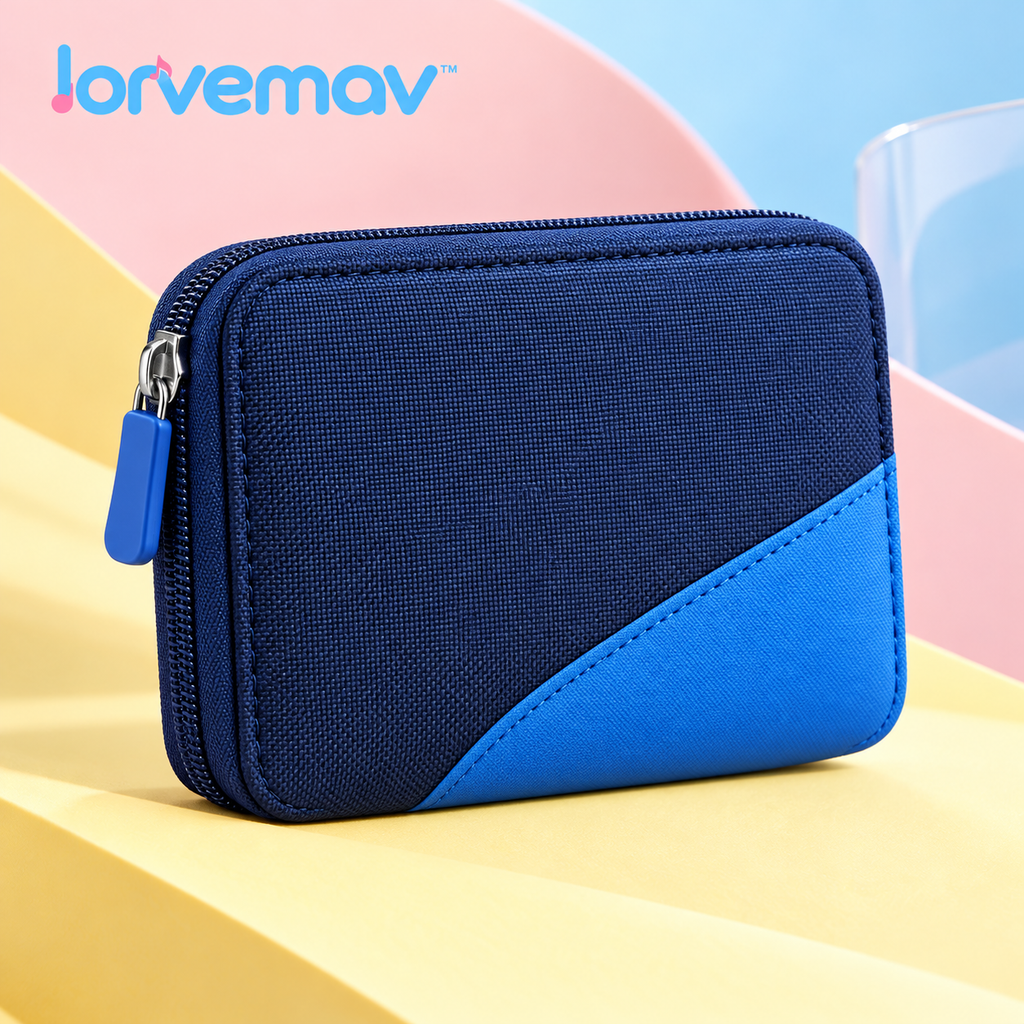 lorvemav™ Setlist Guitar Pick Organizer Case, Zippered 12-Pocket Pick Wallet with Mesh Accessory Pocket