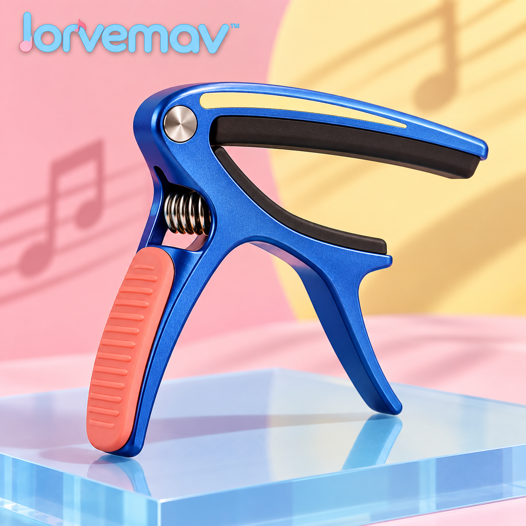 lorvemav™ Brightbar Spring Guitar Capo, Aluminum Quick-Change Capo with Silicone Pads for Compatible 6-String Acoustic & Electric Guitars