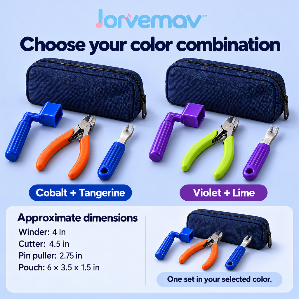 lorvemav™ Stringshift Manual Guitar Restringing Tool Set, Peg Winder, String Cutter & Bridge Pin Puller with Zippered Pouch